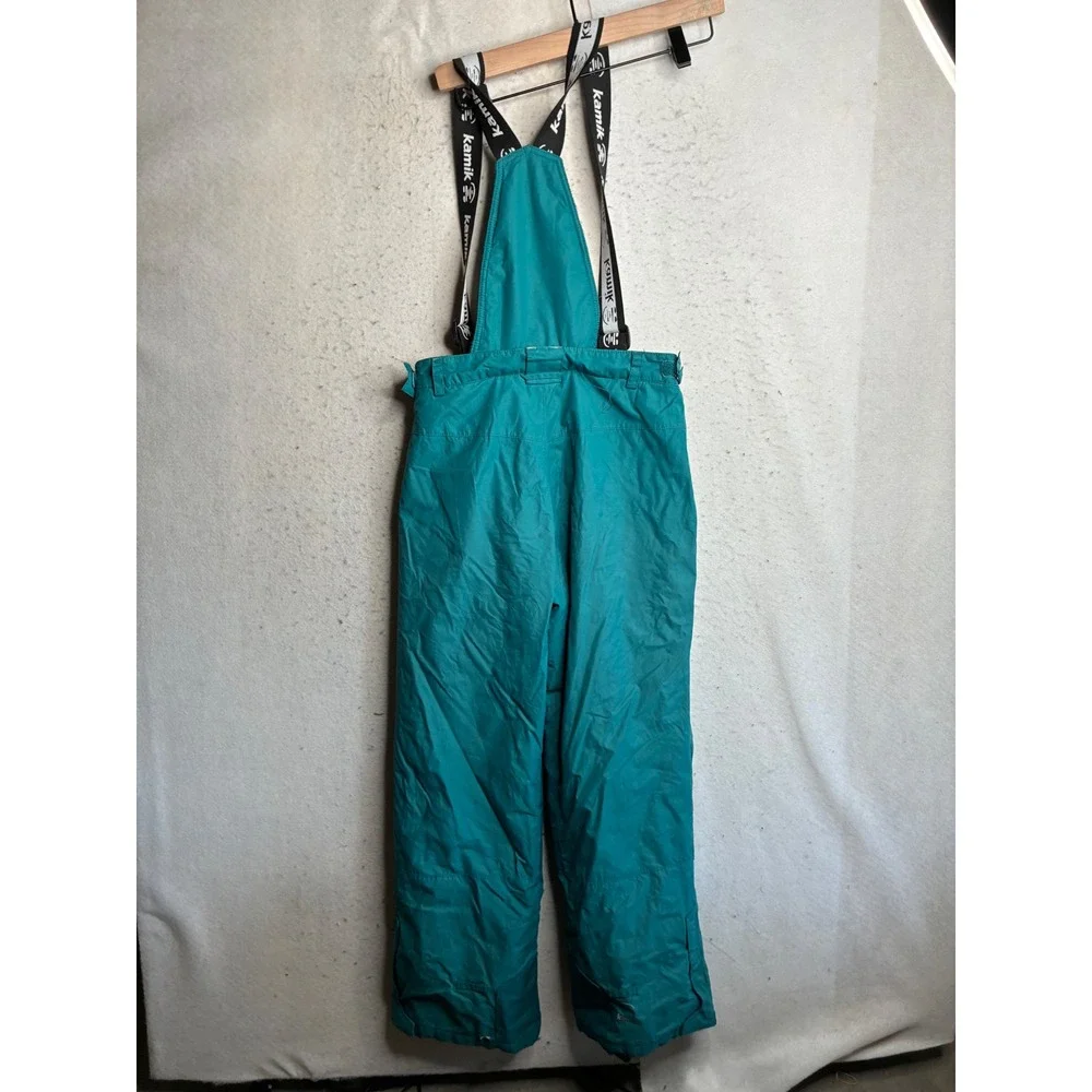 Kamik Kids Teal Insulated Snow Pants Bib Suspenders Size 12 KWU8360 Ski Trousers
